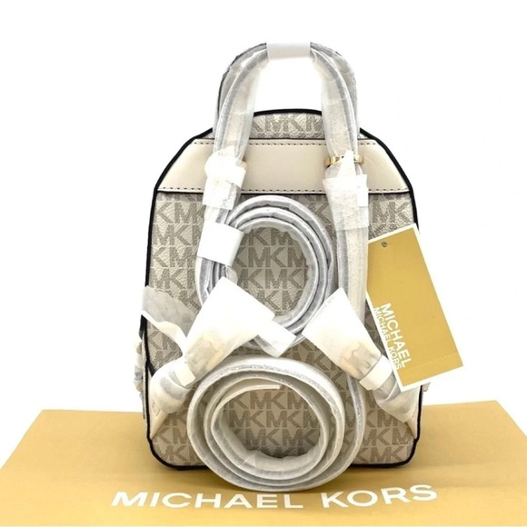 Michael Kors Jaycee Extra Small Convertible Zip Packet Backpack Cream/White - Picture 4 of 10